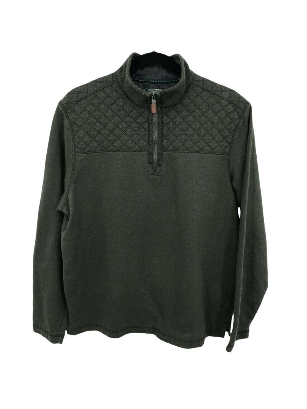 G.H. Bass & Co. Mens Quilted Pullover Sweatshirt Half-Zip Green Size M